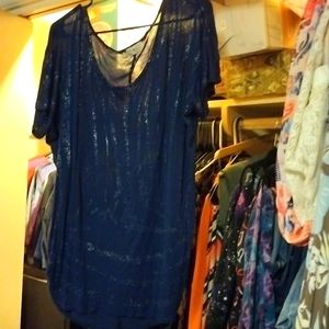 Navy blue tunic with silver shimmer on the front size 2X